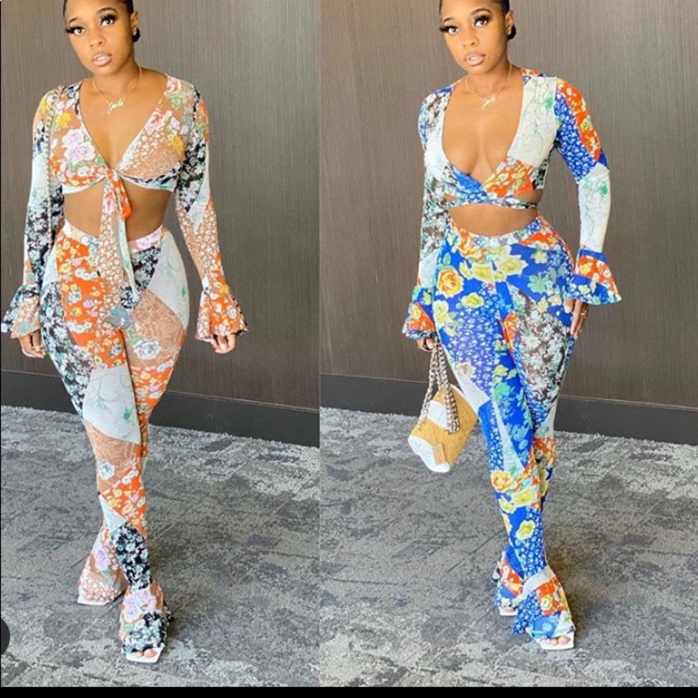 Matching crop top and pants